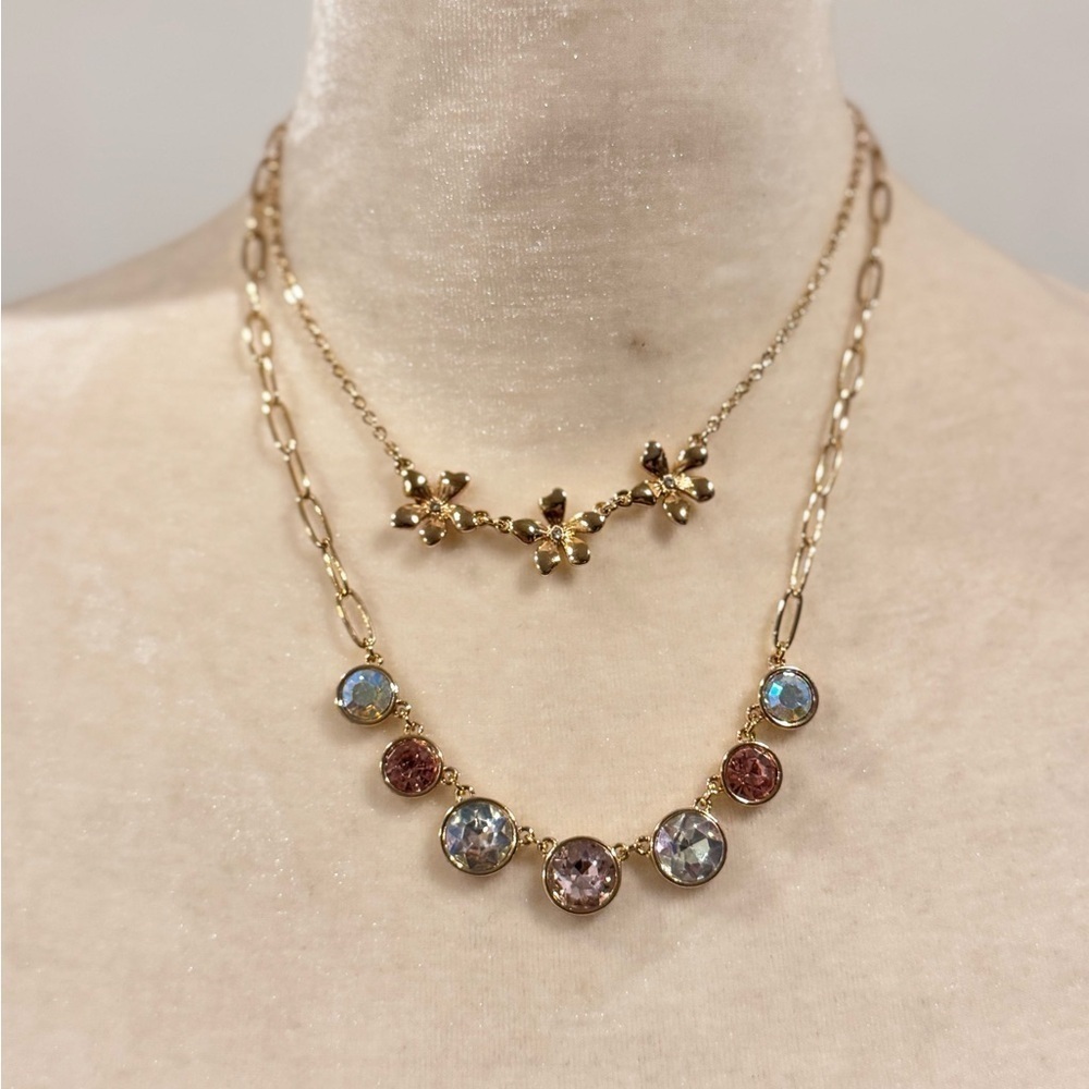 Isaac Mizrahi floral Stone Multi/gold necklace - Picture 2 of 5
